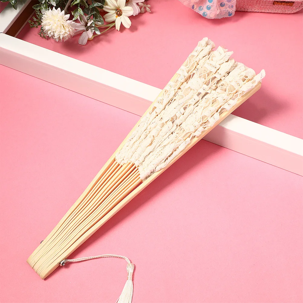 

2Pcs Fancy Lace Hand Fan Folding Fans With Tassel Perfect For Dance Performances And Special Occasions
