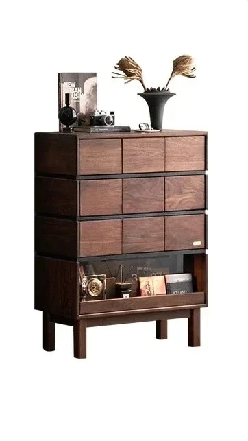 

FFFСумод из массива дерева с несколькими ящиками, боковой шкаф для дивана, шкаф для хранения из черного ореха, гостиная