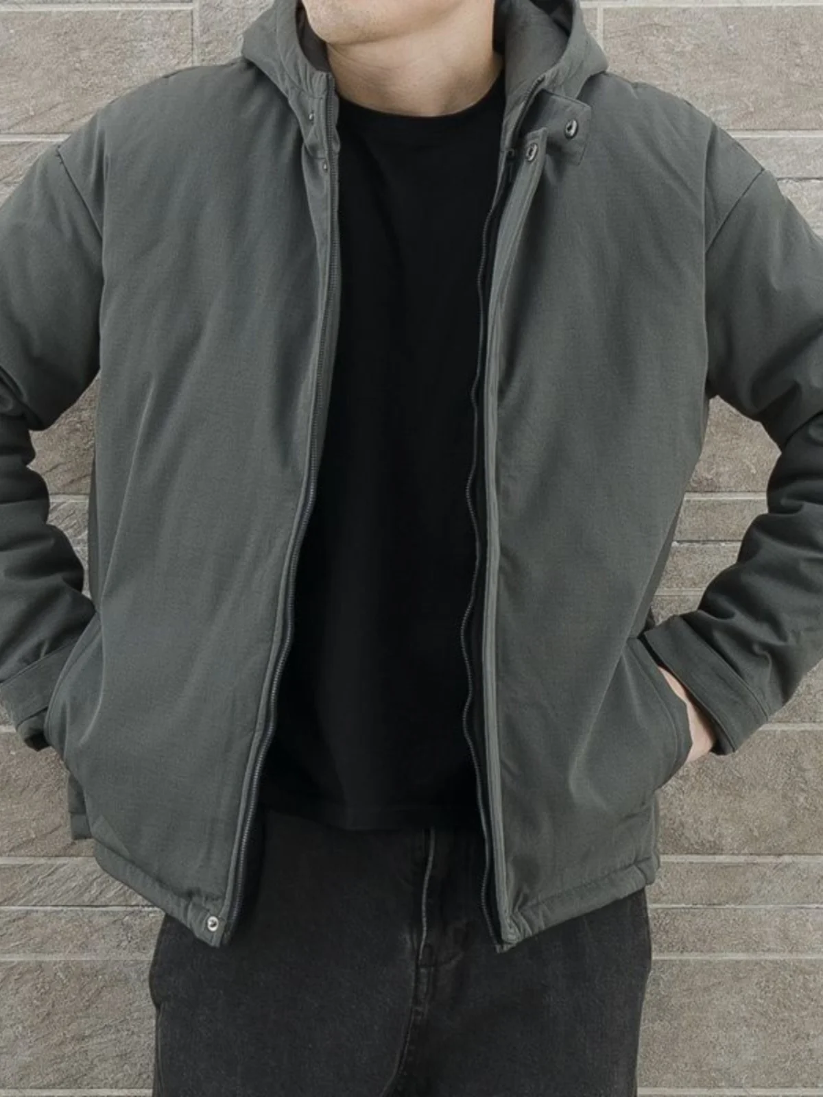 

Мужская куртка с капюшоном на подкладке Thiened Fce, осенне-зимняя японская рабочая одежда, хлопковая одежда, простой цвет, модный