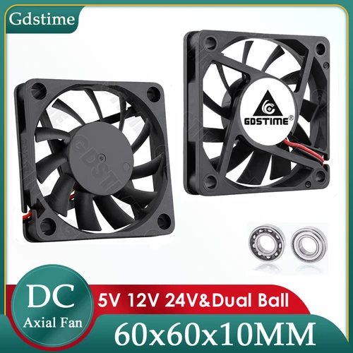 Gdstime-ventilador de 60MM, Enfriador de 24V, 12V, 5V, 60x60x10MM, ventilador de refrigeración Axial 6010, doble bola, ventilador USB Dupont sin escobillas para carcasa de PC, refrigeración de CPU