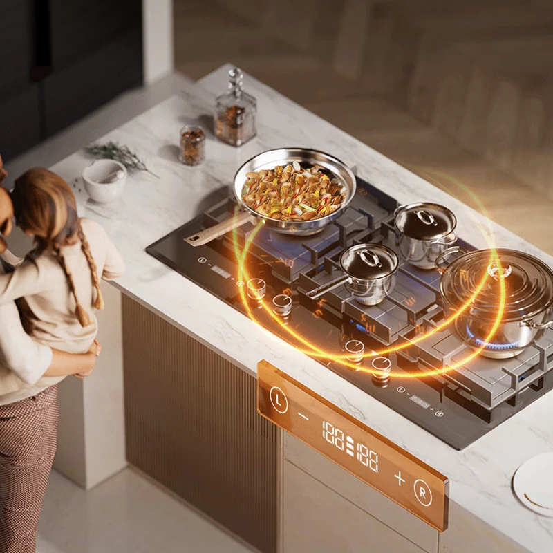 الراقية 900 مللي متر المدمج في موقد غاز البترول المسال/الغاز الطبيعي المسال الوقود قفل أمان الطفل حماية Flameout الزجاج المقسى المنزل المطبخ التجاري