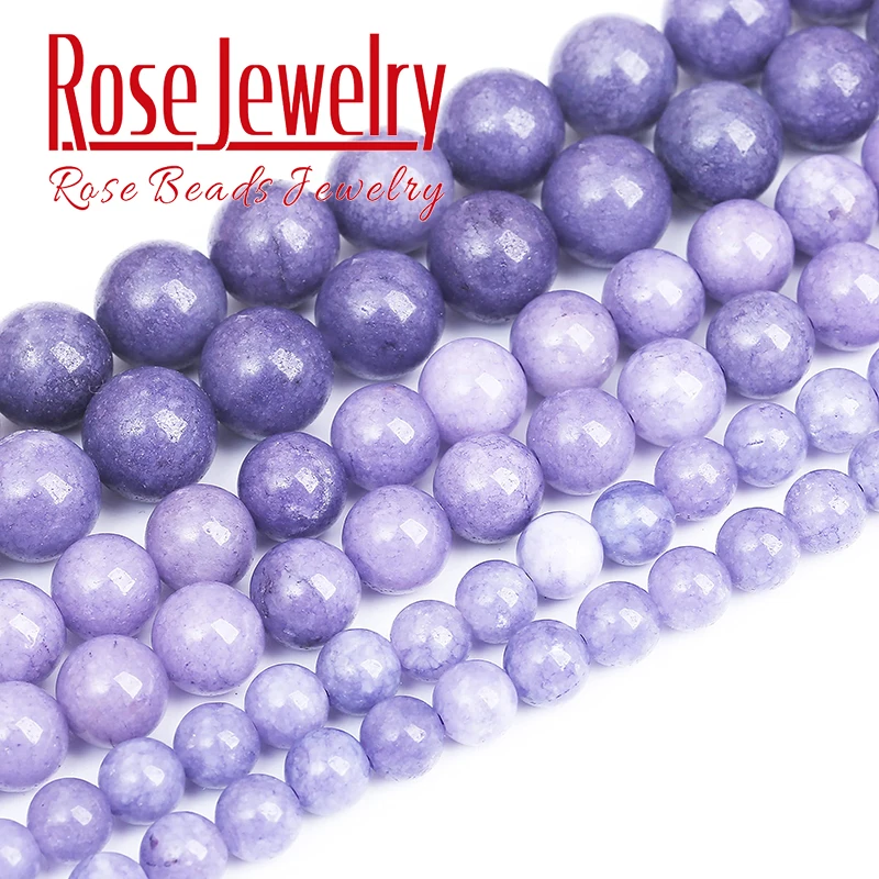 Lavender Purple Chalcedony Beads For Jewelry Making Natural Stone Beads DIY Bracelets Necklace Accessories 4 6 8 10 12mm 15\
