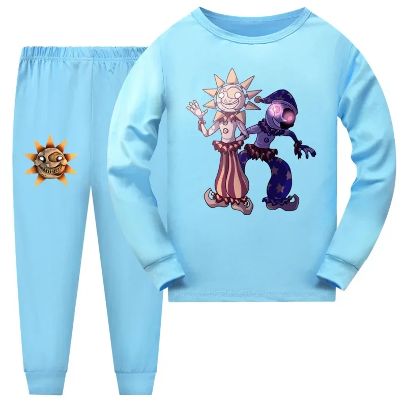 Bear House FNAF Sundrop และ Moondrop ชุดนอนเด็กหญิงการ์ตูนพิมพ์เด็กเสื้อกางเกงชุดเด็กวัยหัดเดินเด็กฤดูใบไม้ผลิ a2025 PPT01..