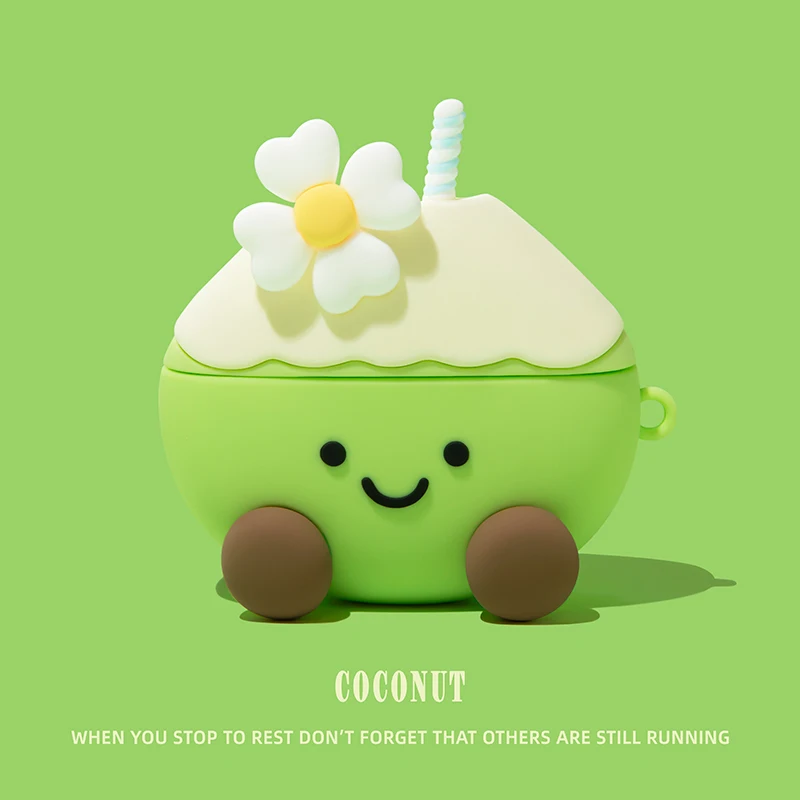 Funny Cute Coconut Headphone Case for Apple Airpods Pro 2 3 4 Cover Kawaii for Airpod 4th Pro2 Headset Cases Silicone Funda Box #1
