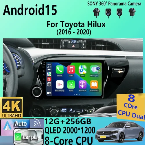 Android 15 2 Din estéreo para Toyota Hilux 2016 - 2020 Radio de coche con pantalla reproductor Multimedia navegación GPS unidad principal Autoradio