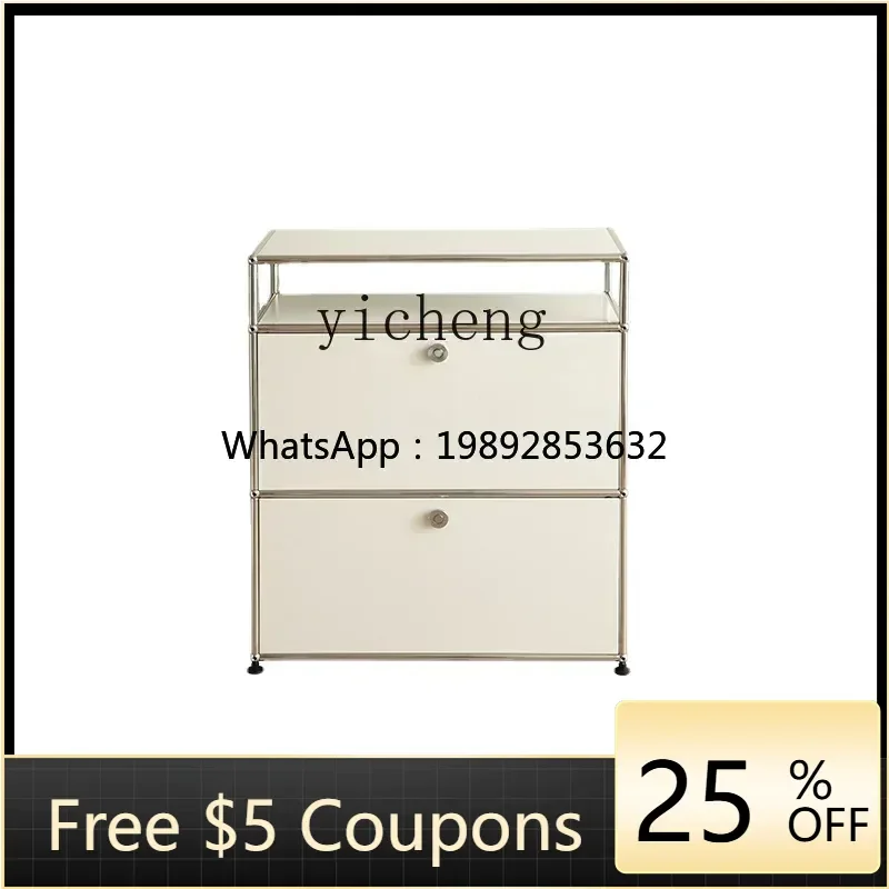 

AA Middle-Ancient Module Double-Layer Small Side Cabinet Ins Modern Simple Stainless Steel Storage Chest of Drawers