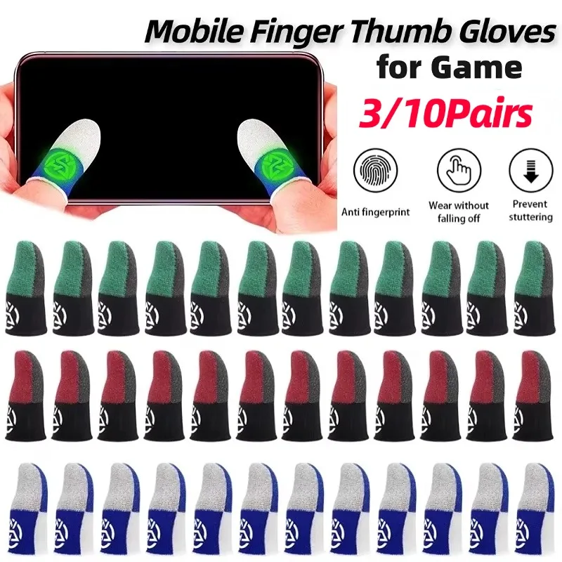 3/10 Pares de Luvas de Dedo para Celular, Respiráveis, Antiderrapantes, à Prova de Suor, para Controle de Tela Sensível ao Toque, Capa de Dedo para Jogos PUBG