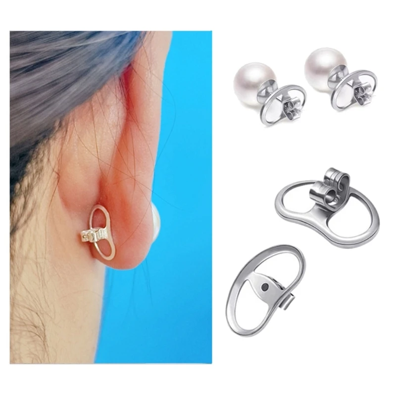 4pcs Big Earring Lifters Metal Earring Stoppers Backings Pierced Safety Ear Backs Replacement Backstops for Women Girls