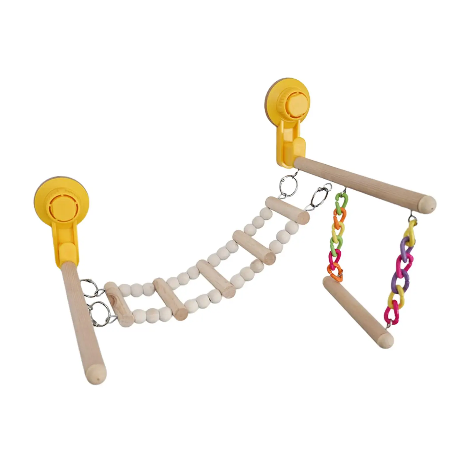 Percha de madera con ventosa para pájaros, juguete de gimnasio para pájaros, ventana, baño, coche, viaje, juguetes para pájaros, colibrí, periquito, cacatúa