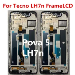 Black 6.78 Inch For Tecno LH7n Frame LCD Pova 5 Display Touch Screen Digitizer Assembly Replacement / With Frame