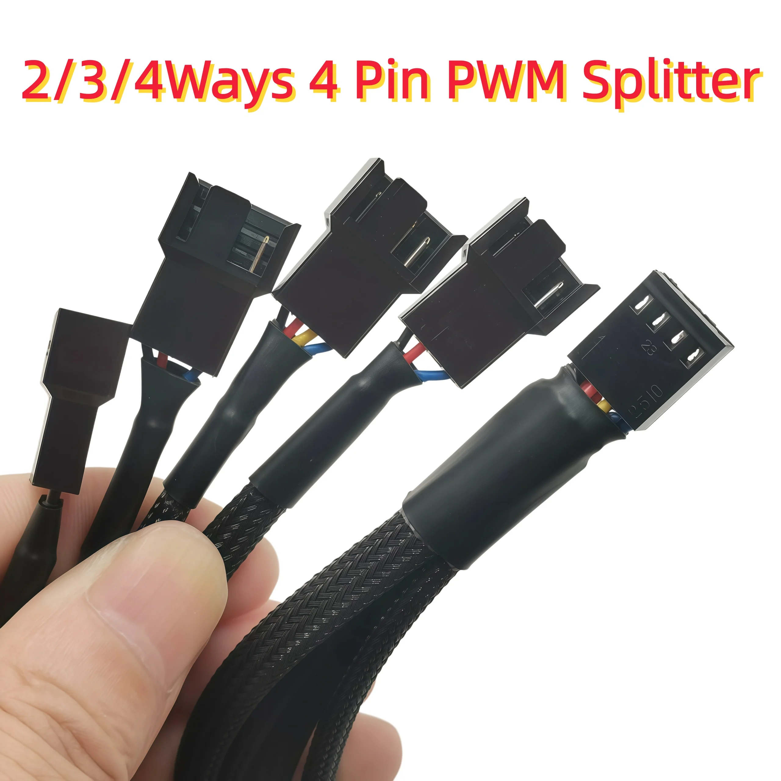 New 4 Pin Pwm Fan Cable 1 To 4/3/2/1 Ways Splitter Black Sleeved 27cm Extension Cable Connector Pwm Extension Cables