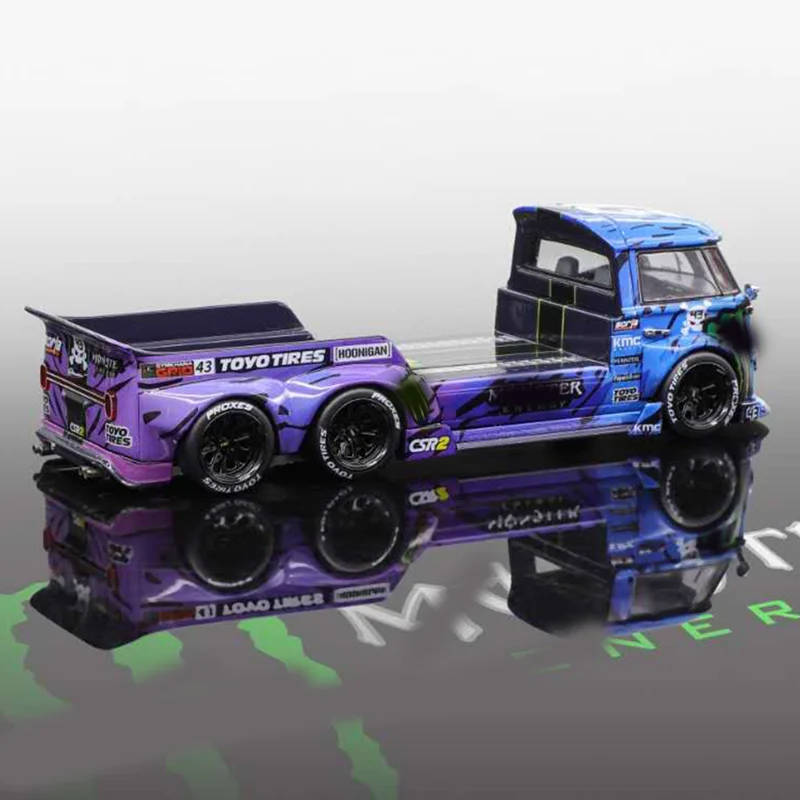 Liberty64 1:64 T1 Modified Trailer Transport Vehicle Simulation Alloy Miniature Die-Casting Car Model Custom Toy Gift Collection