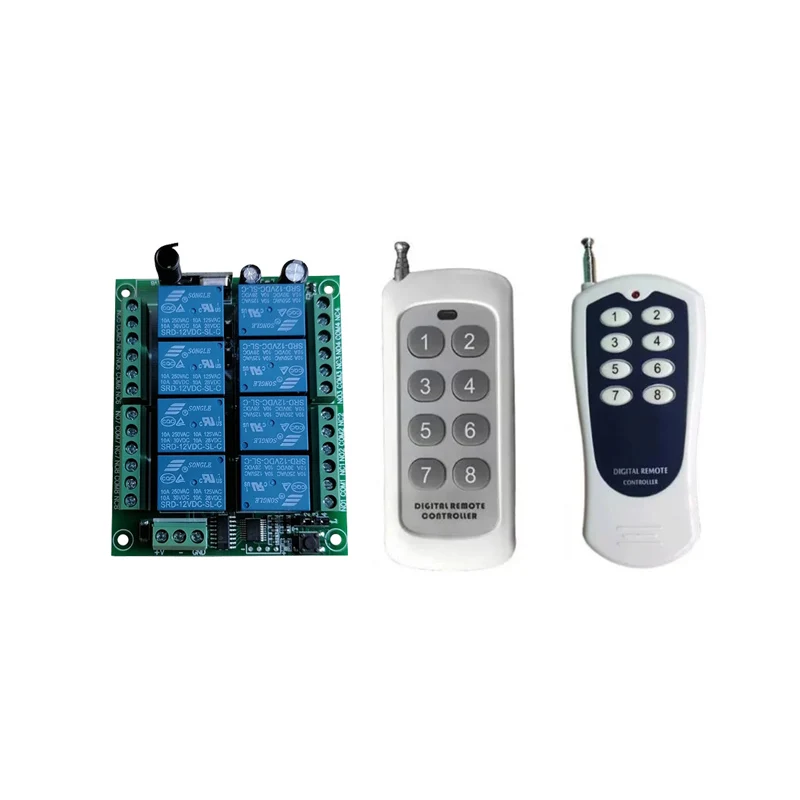 DC 12V 24V 8 CH Channels 8CH RF Wireless Remote Control Switch Remote Control System receiver transmitter 8CH Relay 315/433 MHz