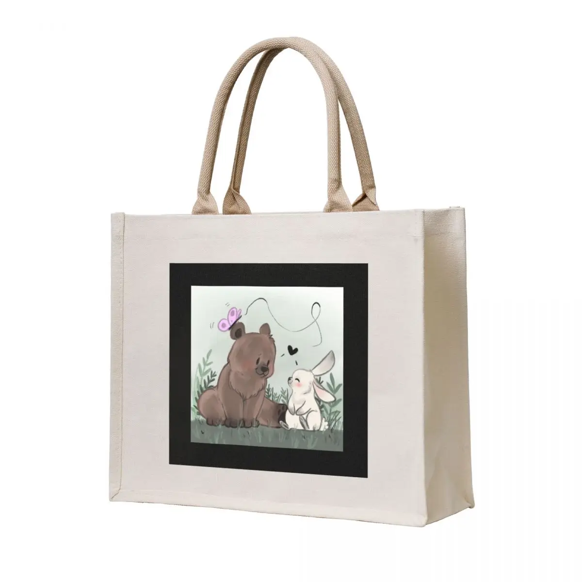 

Bear and Bear / Butterfly Tote Bag Reusable bags women bag tote bag