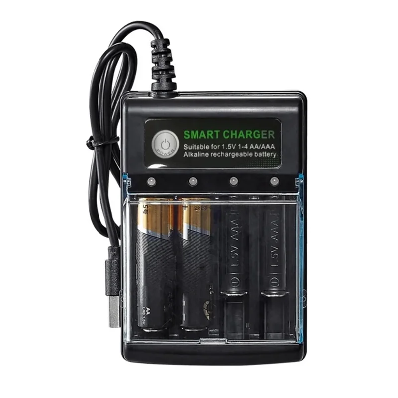 

CABE-4 Slots Smart USB Battery Charger For Rechargeable Battery AA AAA AAAA 1.5V Alkaline 14500 10440 16340 10440 3.2V Charge