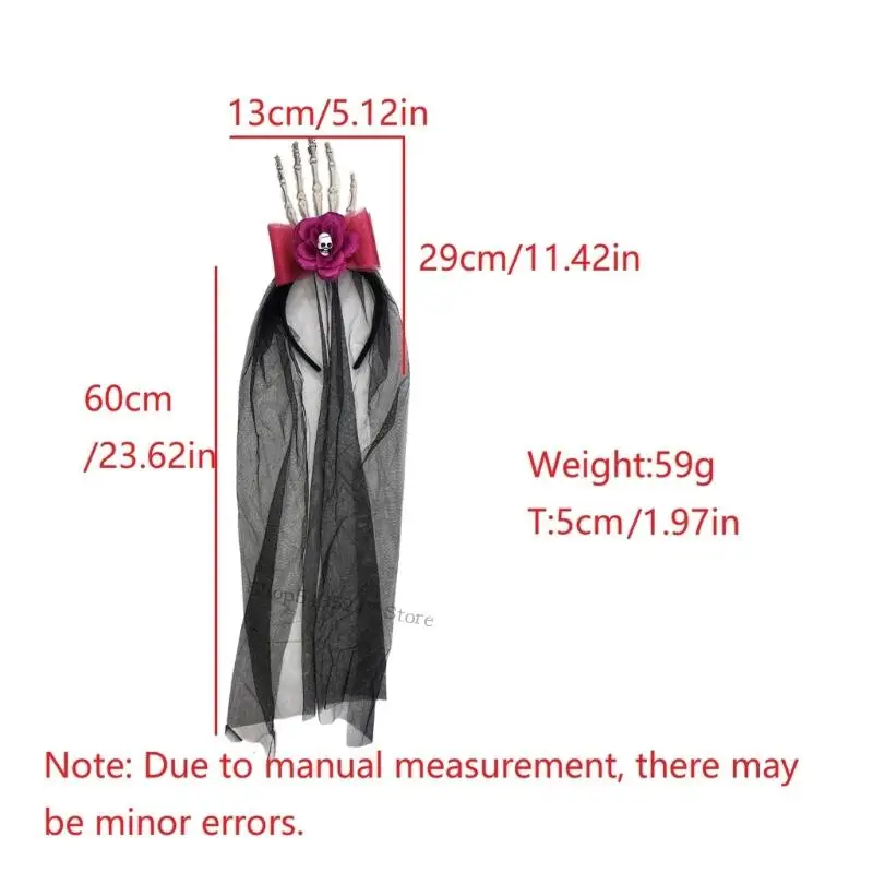 Gotische stijl verstelbare Halloween -haarband met skelet handmesh ontwerp hoofdbanden haaraccessoires voor vrouwen Mannen H7EF