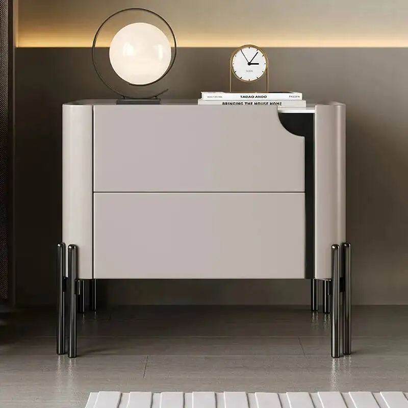 الحد الأدنى الحديثة طاولة جميلة الإيطالية دي منضدة السرير أدراج جمالية طاولة فاخرة تخزين Chevet الأثاث المنزلي الأبيض #5