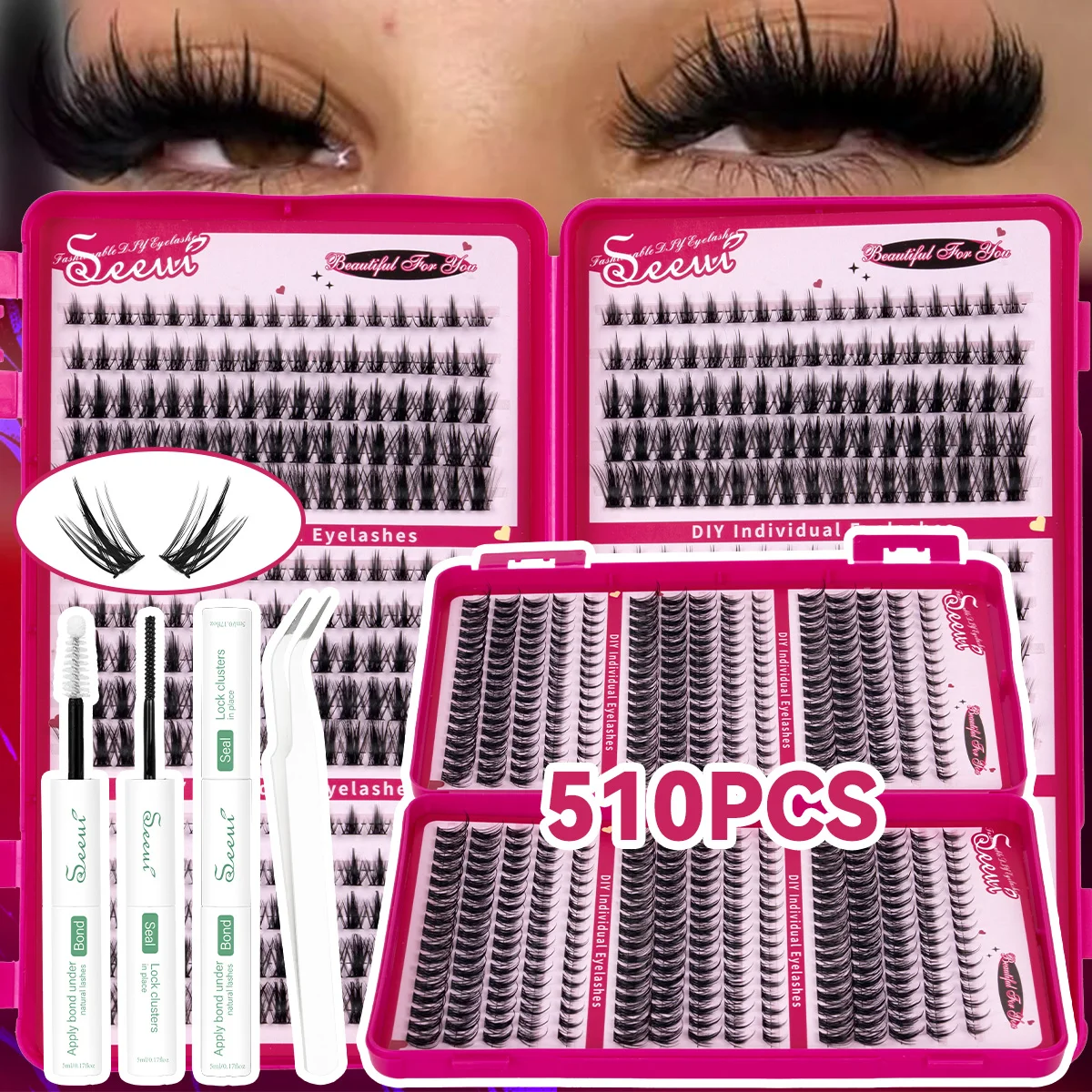Manga-Wimpernbüschel mit Spikes, Wispy-Wimpernverlängerungs-Set, Anime, wiederverwendbare Faux-Mink-Fairy-Einzelwimpernverlängerung – Detail 7