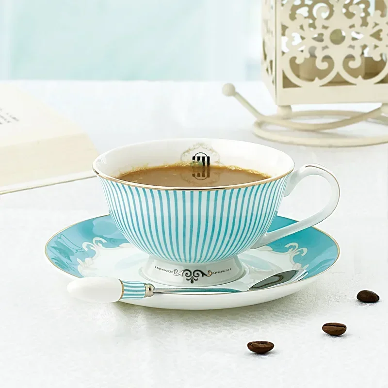 Romantic European Coffee Cup Saucer Set, Creative Ceramic Cup, Advanced Valentine Flower Tea Teacup Gift, Porcelain Drinkware