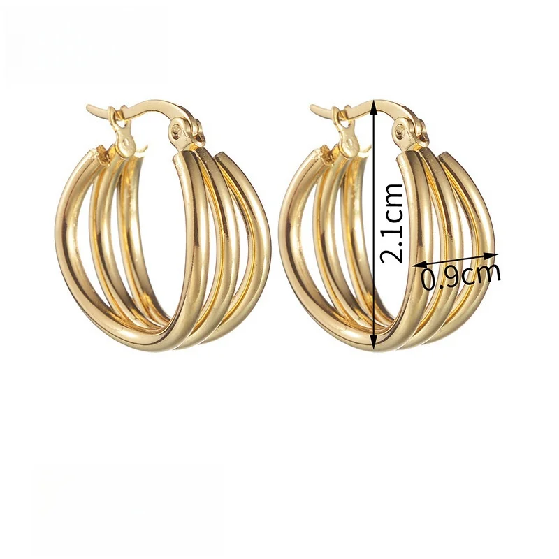 Irregular Three-layer Hollow Drop Earrings Gold Color Stainless Steel Women Earrings Simple Party Jewelry Dropshipping Gift