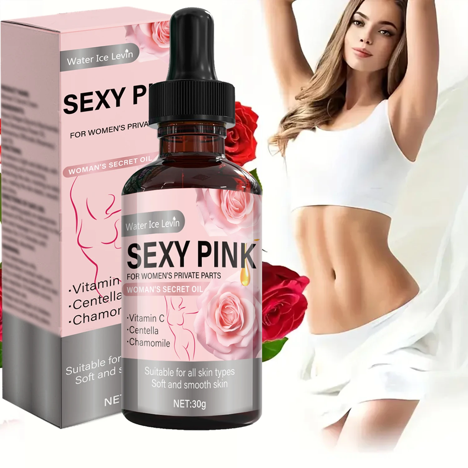 Secret Pink Intimate Oil Vitamin C & Chamomile. Softens, Smoothes, Revitalizes Skin. For Feminine Care. All Skin Types. 30g Net - view 3