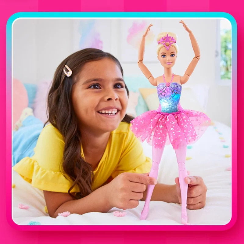 Barbie Dromerige sprankelende Barbie Prima Ballerina-poppenset met kleurrijke verlichting voor meisjes Elegant podiumrollenspel Verjaardagscadeau