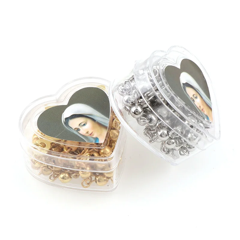 الأزياء سانتا ماريا صورة مربع الصلاة حبة قلادة مع الفولاذ المقاوم للصدأ الصليب قلادة الذهب/الفضة سحر المجوهرات للرجال/النساء #2