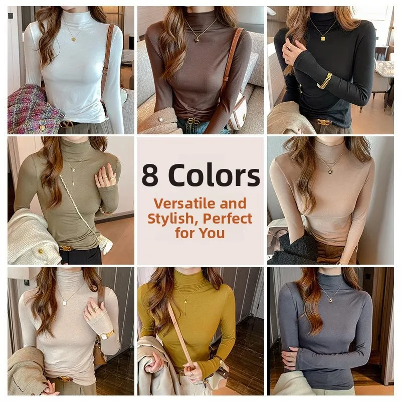 

Женская основа с высоким воротником irt Long Sve Slim Fit Commute Sle Inner Long irt Faionable Lyocell Materials