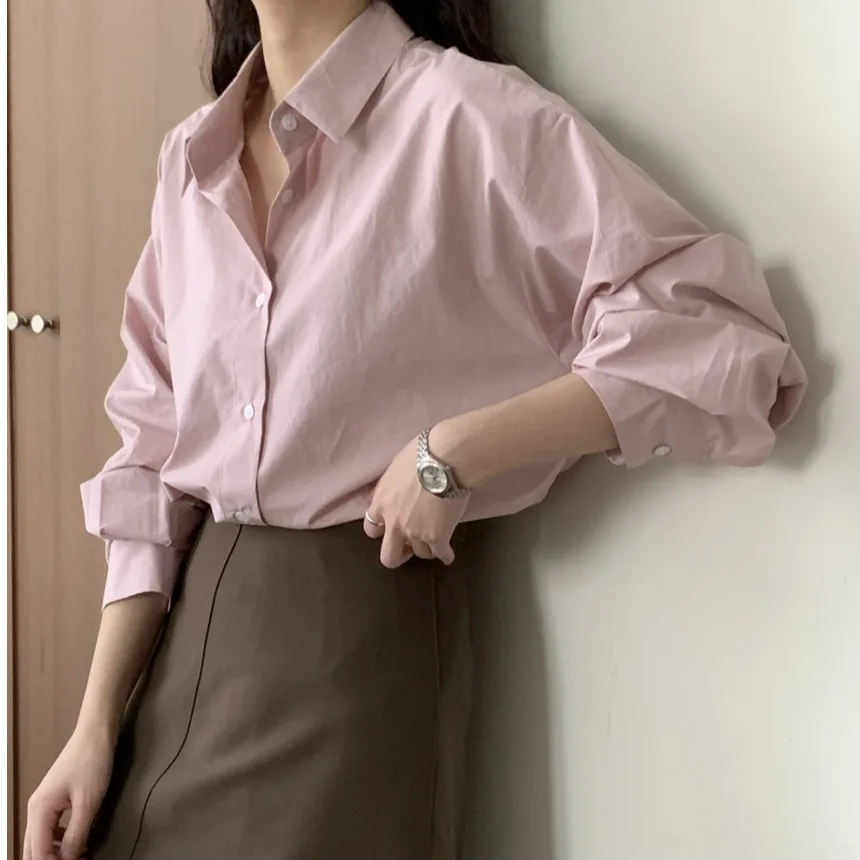 

2026 Spring New Chic Korean Sle Women's irt Loose Commute Faionable Classic Color Matched Sunscreen Long Sve Blouse