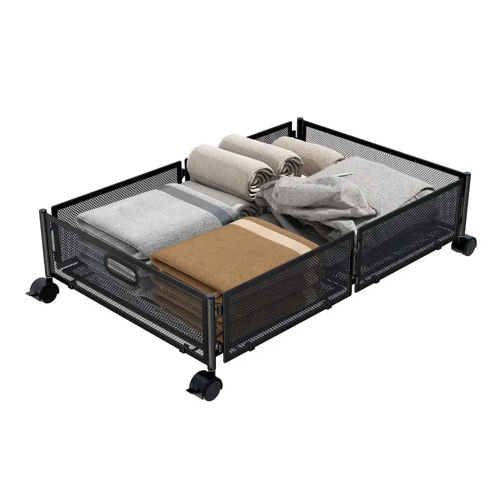

Large Capacity Under Bed Storage Containers with Wheels Foldable Quilt Clothes Storage Bins with Handles Space-saving