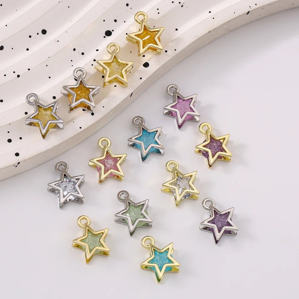 

5pcs Cute Gemstone Crystal Star Pendants Charms for Jewelry Making Earrings Bracelet DIY Handmade Necklace Accessories