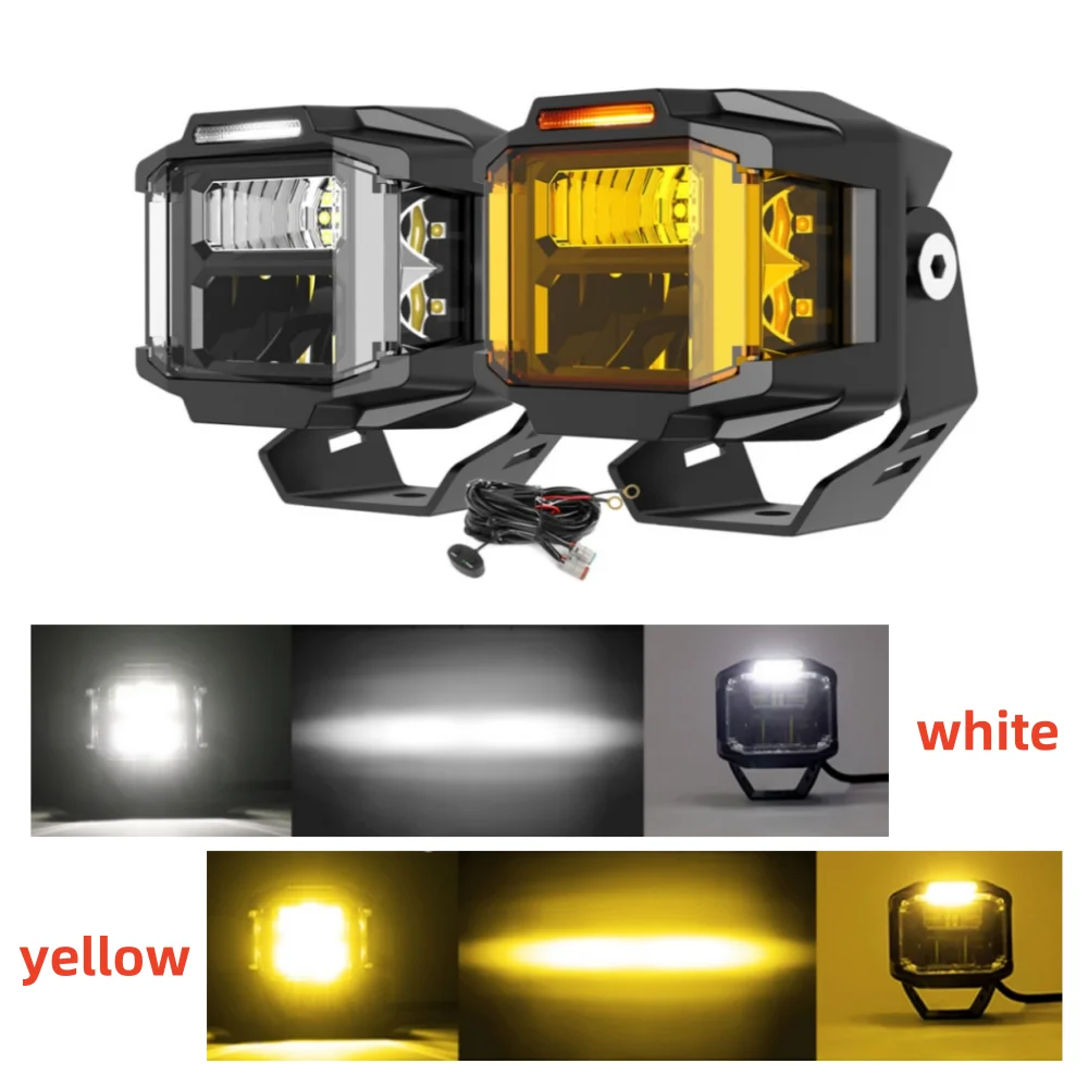 Waterproof 3 inch Three-sided Lighting Headlight LED Work Light Spotlight For Truck Motorcycle Off-road 12V 24V Car Accessories