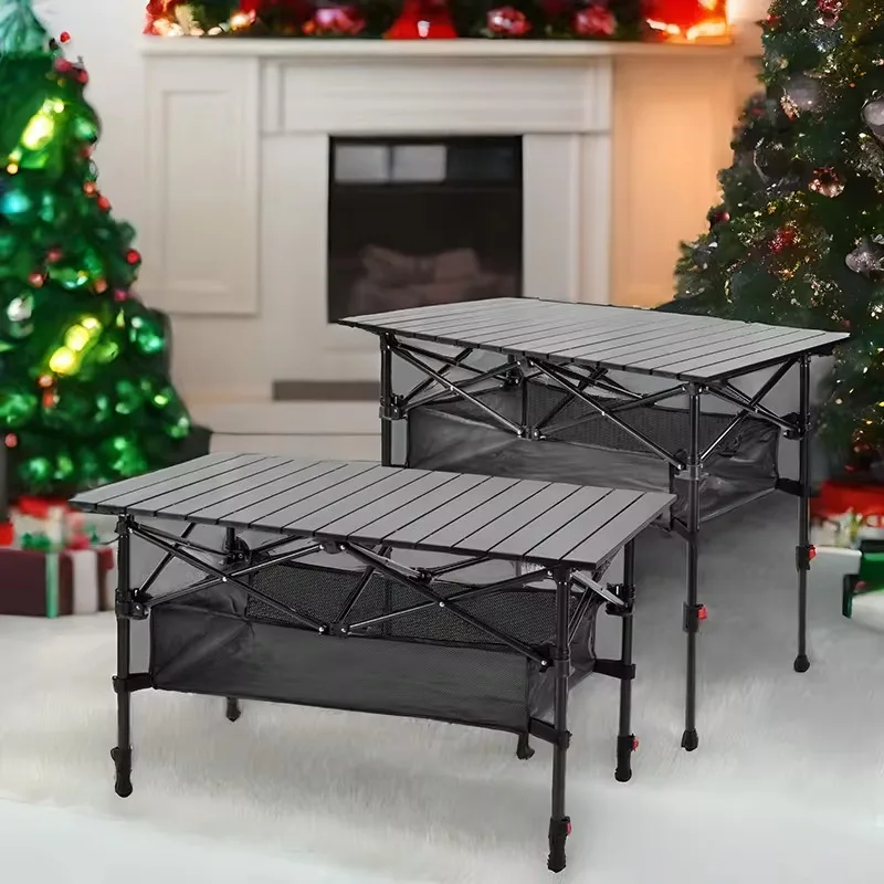 Outdoor Folding Table Long Portable Egg Roll Table Camp Desk Barbecue Easy To Install with Net Bag Light Stable Outdoor Tables