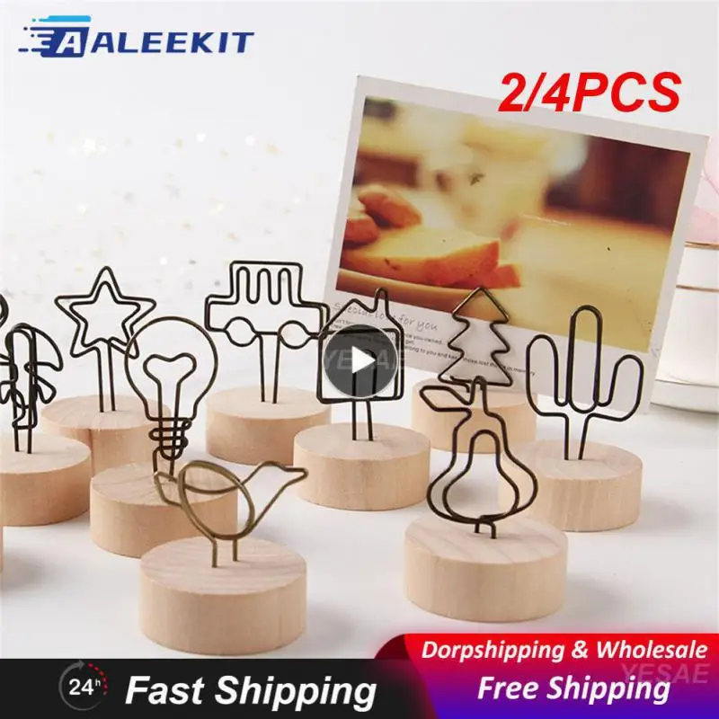 2/4PCS Message Note Holders Durable Stable Placement Simple Lovely Picture Stand Photo Clip Stands Romantic Fun Creative Vintage