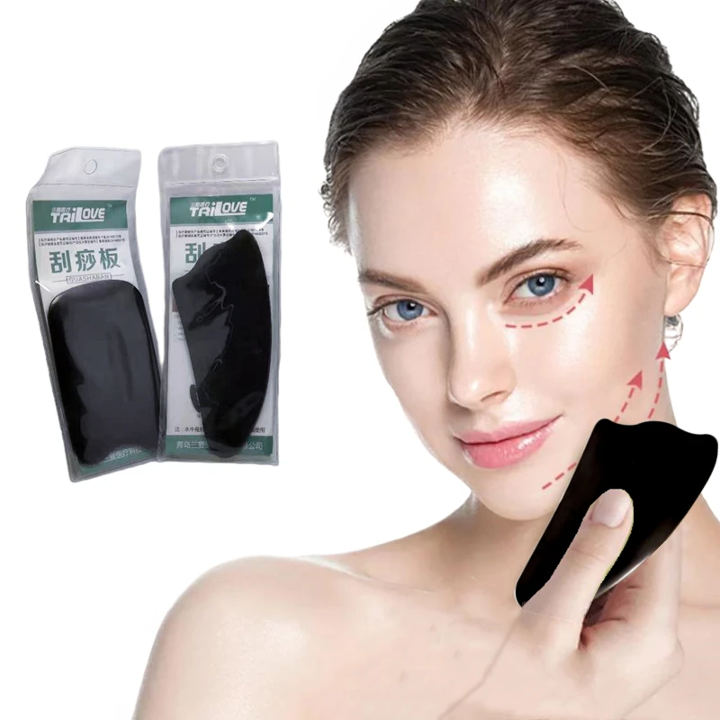 

Gua Sha Scraping Natural Buffalo Horn Board Facial Massage Tool Ox Plate For Body Slimming Face Removing Edema SPA