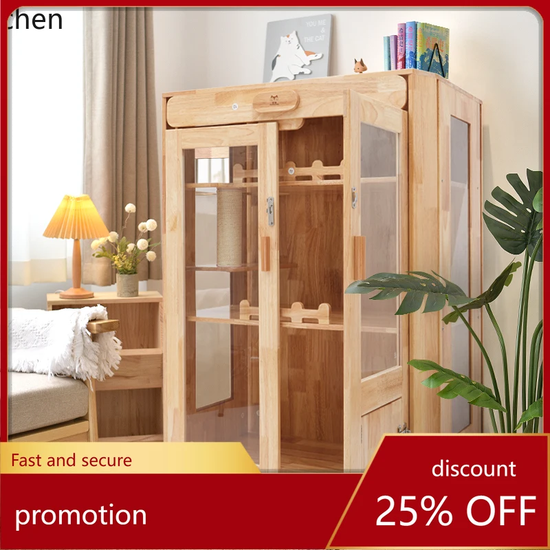 

ZML cat villa large free space cat house two floors cat and dog cabinet with toilet