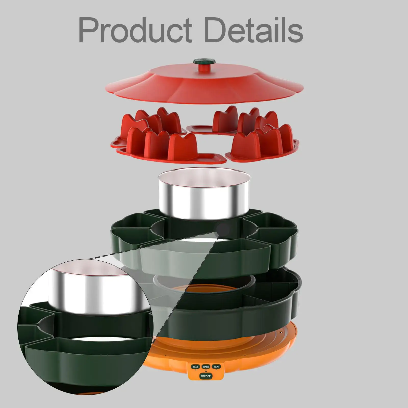 

Heated Taco Tuesday Kit with Removable Serving Dishes and Rotating Base Chafing Buffet Dish for Entertaining at Home