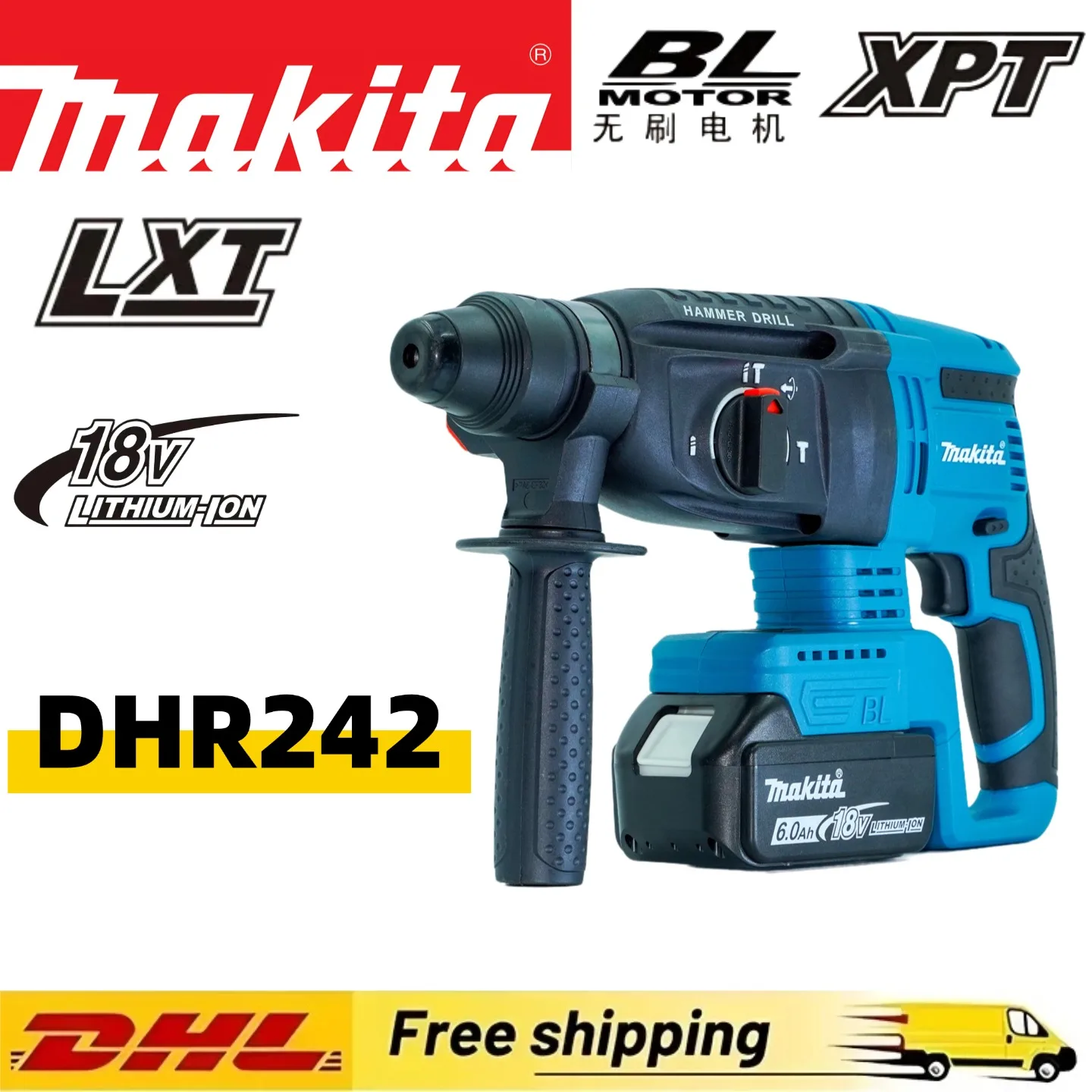 

Оригинальный бесщеточный ударный шуруповерт Makita 26 мм, 18 В, с литиевой батареей, беспроводная дрель для электроинструментов Makita 18 В