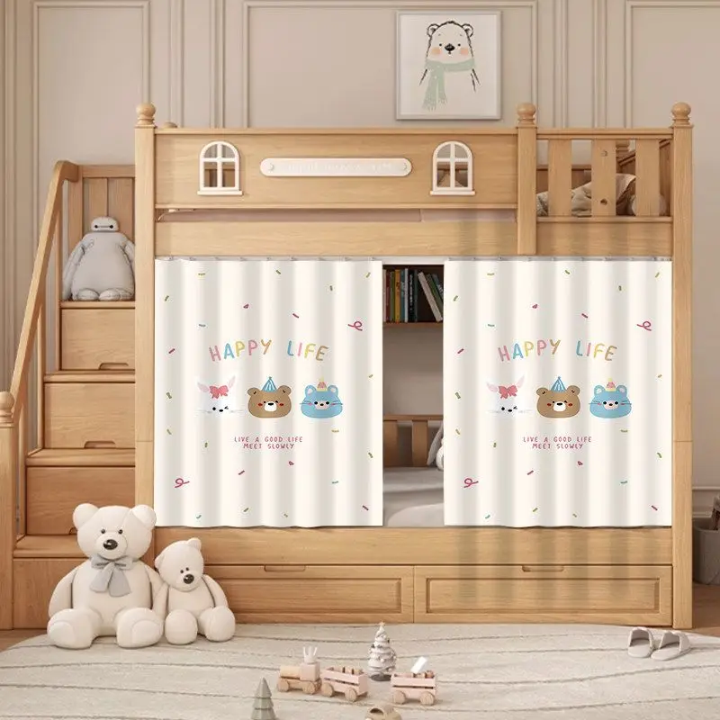 VIKAMA Bunk Bed Curtain Cute Animal Polka Dot Print Privacy Drape for Kids Room Loft Bed Dorm Boys Girls Bedroom Decor