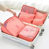 6 Pcs/Set Pink/Green/Grey Travel Storage Bag Large Capacity Waterproof Luggage Clothing Underwear Storage Bag Bag With Zipper