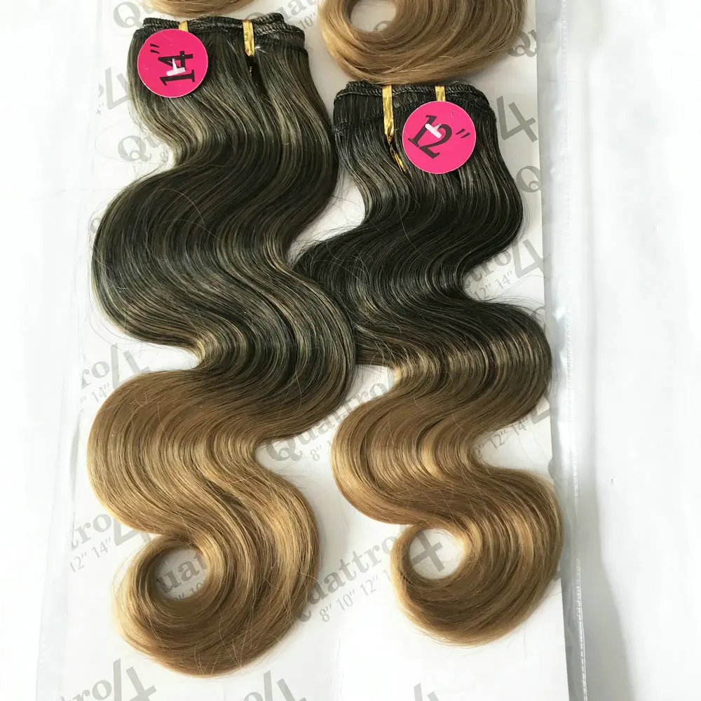 Rambut sintetis menggemaskan tubuh gelombang 10 "-14" beberapa potongan rambut bahan ekstensi serat suhu tinggi tubuh gelombang 6pcs