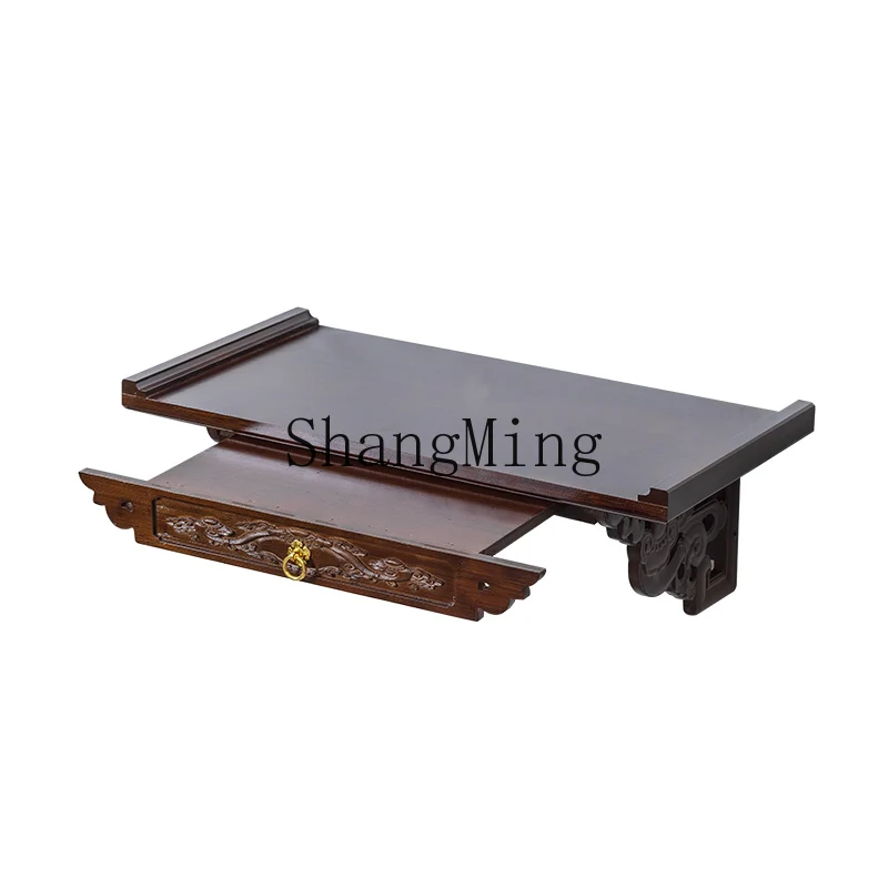

LXY Chinese-style household wall-mounted offering table wall-mounted God of Wealth Guan Erye offering rack