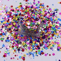 10g/Bag 123mm Dots Mixes Glitter Sugar Shiny Colorful Sequins Glitter Round Shaped For Craft Nail Art Decoration Accessories