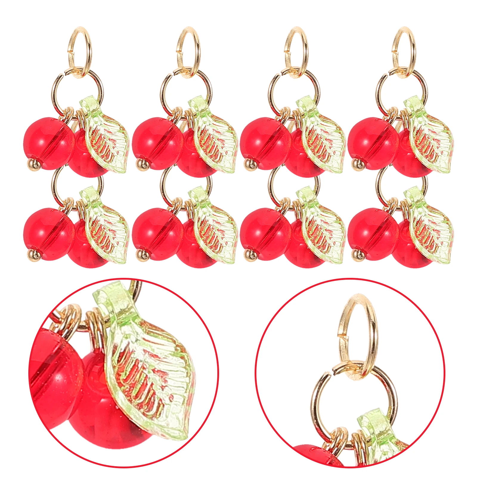 

20 Pcs Handmade Cherry Necklace Cute Charms Jewelry Red Blomssm Metal for Women Making Earrings Beads Necklaces DIY