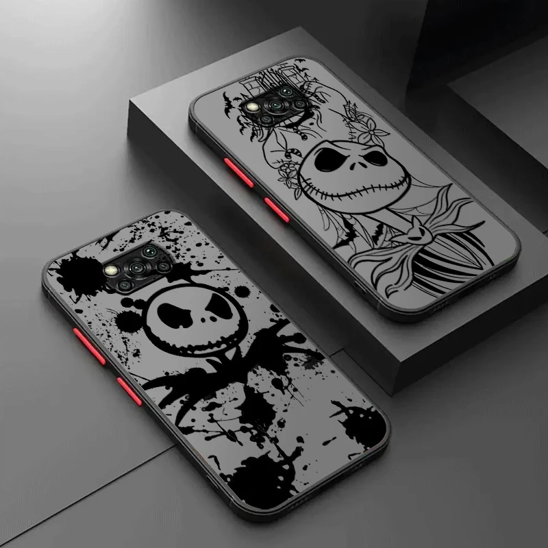 

The Nightmare Before Christmas Frosted Translucent For Xiaomi Mi Poco X5 X4 X3 M6 M5S M5 M4 M3 F5 F4 F3 GT Pro 5G Funda