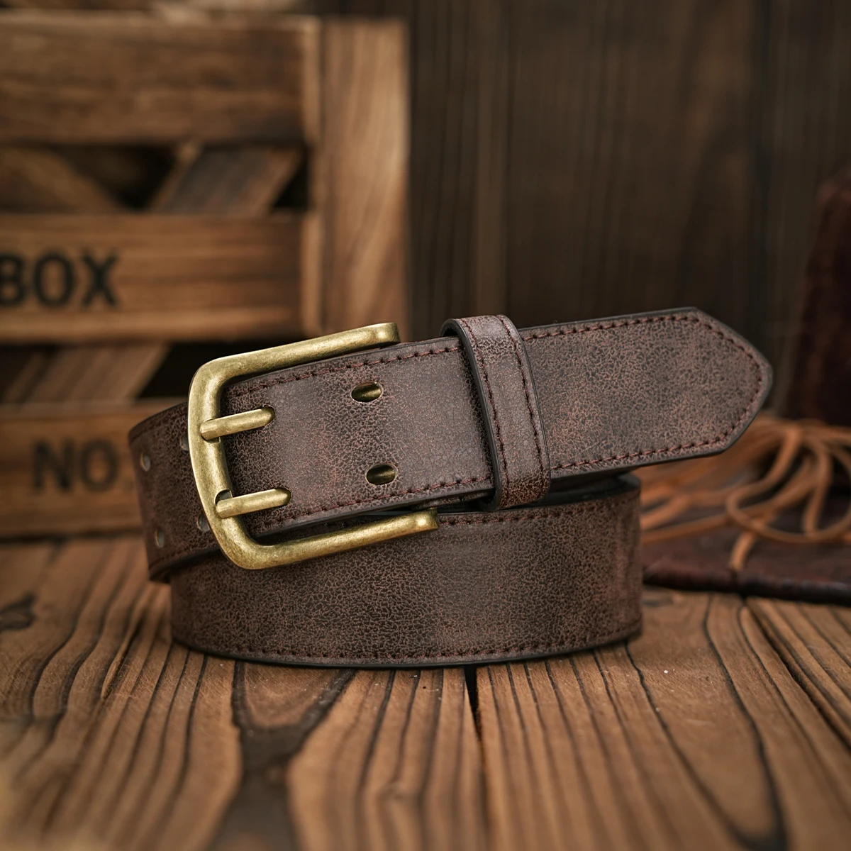 Vintage-Gürtel aus PU-Leder mit Legierungsschnalle, Unisex für Männer und Frauen, um ein personalisiertes Modeaccessoire im Western-Stil zu schaffen – Detail 5