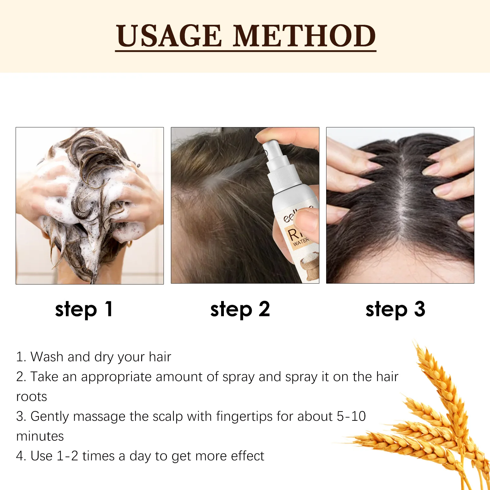 EELHOE Rice Water for Hair Growth Spray Improve Dry Damaged Hair Nourish Vitamins for Healthy Hair Regeneration Treatment Spray