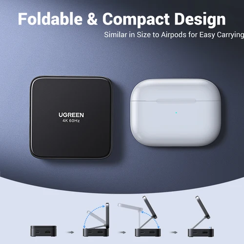 Imagen 2 del producto UGREEN Mini USB-C HUB 4 en 1 4K @ 60Hz HDMI PD 100W USB-A/C puertos de datos adaptador divisor USB plegable para ordenador portátil tableta teléfono Dock