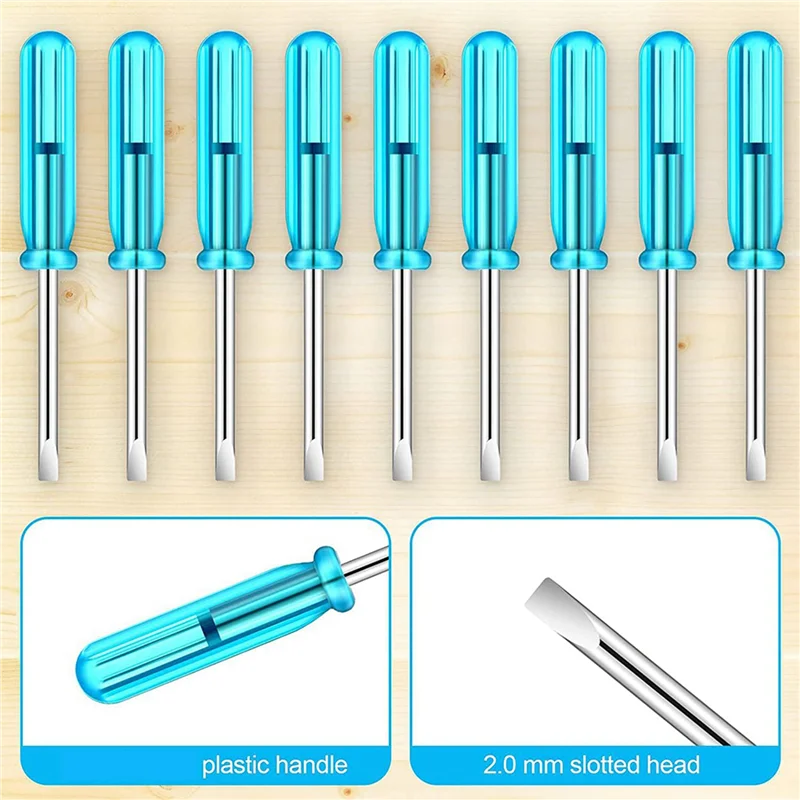 

A02F-400PCS Mini Slotted Screwdriver, 2.0Mm Flat Head 45Mm Length For Small Appliances Repair