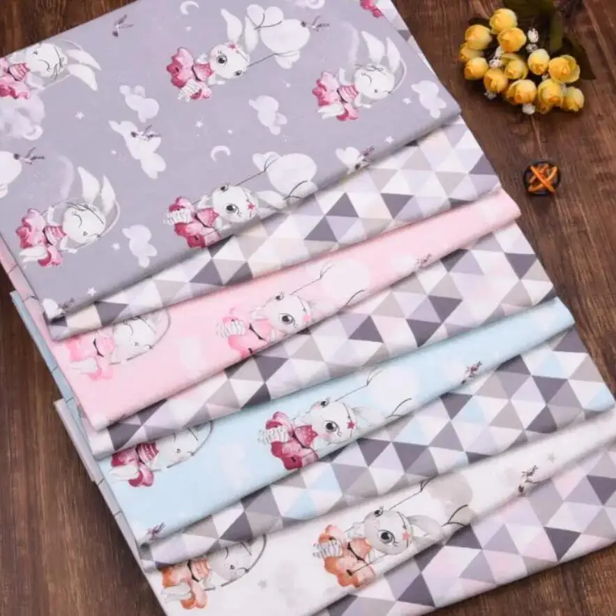 Rabbit Tri angle DIY Sewing Patchwork Quilting Fat Quarter Tecido Clothes Tilda For Sheet Textiles New Twill 100% Cotton Fabric